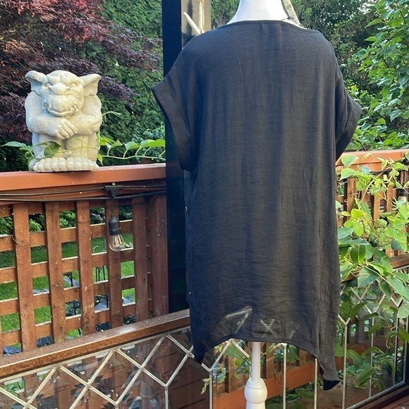 Papa Vancouver Black Rayon Tunic Top M – Asymmetrical Hem, Pocketed, Fully Lined - Picture 7 of 13
